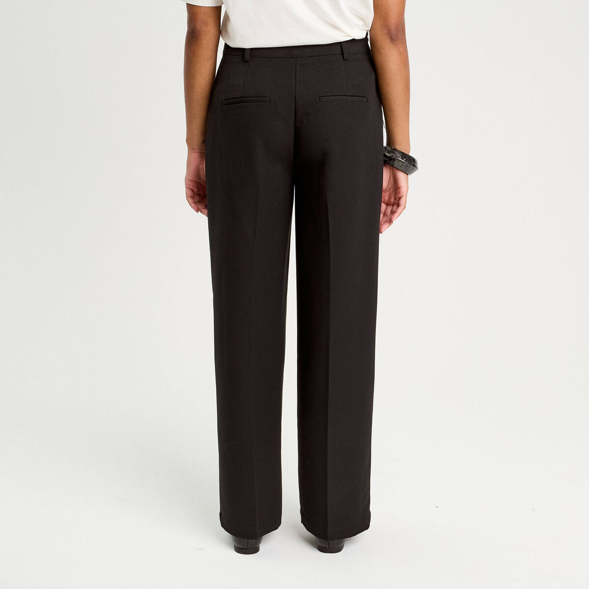 Pantalon large ventre plat noir femme