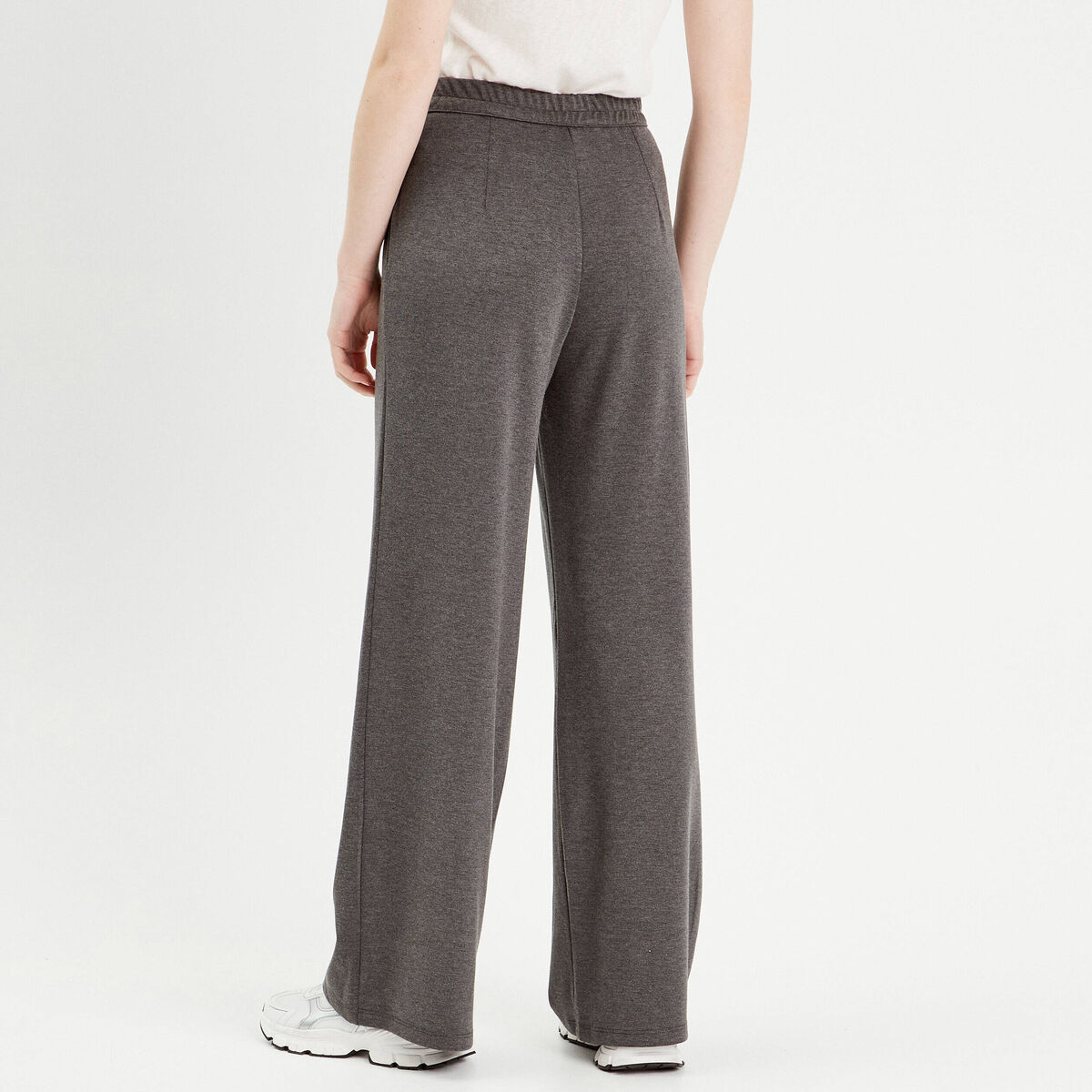 Pantalon city large fluide gris clair femme