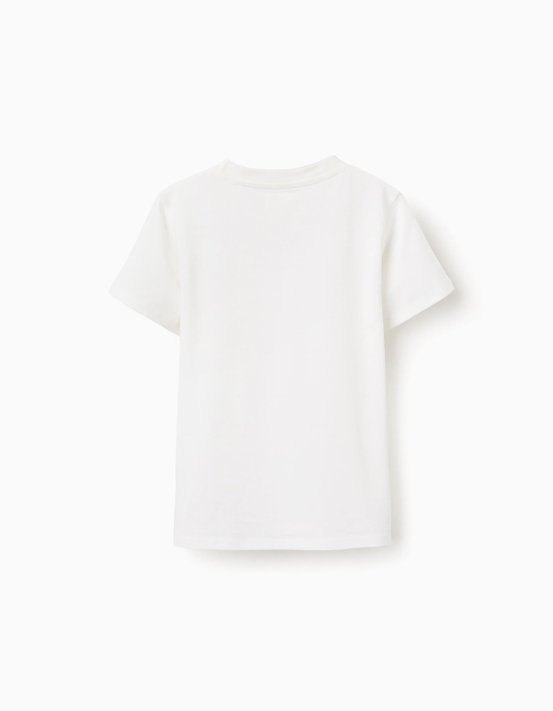 Cotton T-shirt with striped chest pocket for boys, white/yellow
