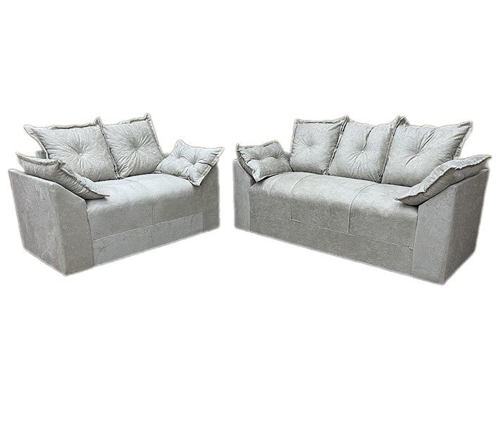 Conjunto de Sofá 2 e 3 Lugares Paris Suede Cinza
