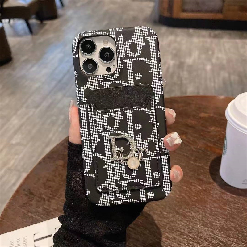 iphone16/15pro max ケース diorパロディ スマホケース 革 おしゃれ iphone14/14pro ケース 背面収納 アイフォンケース13 韓国 女子