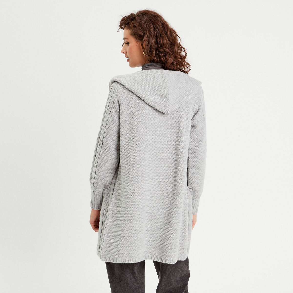 Gilet manches longues gris clair femme