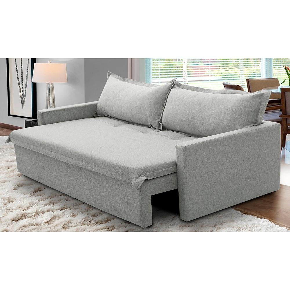 Sofá sem Caixa Retrátil e Reclinável 2,00m com Molas Kiara Linho Adonai Estofados