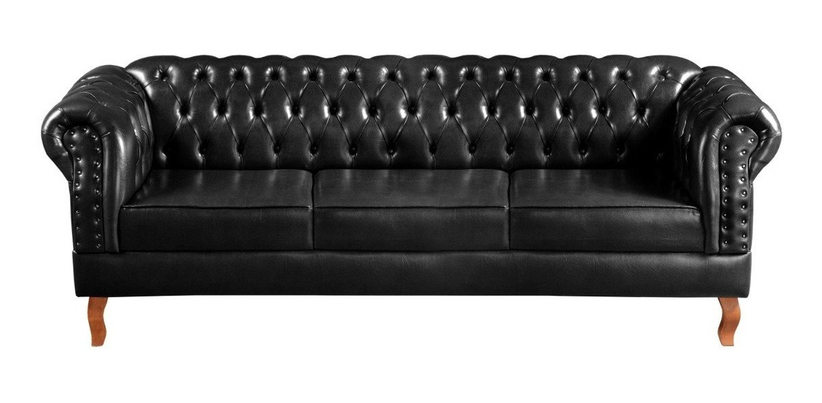 Sofá Chesterfield Dom Pedro Duque 3 Lugares - Couríssimo Preto