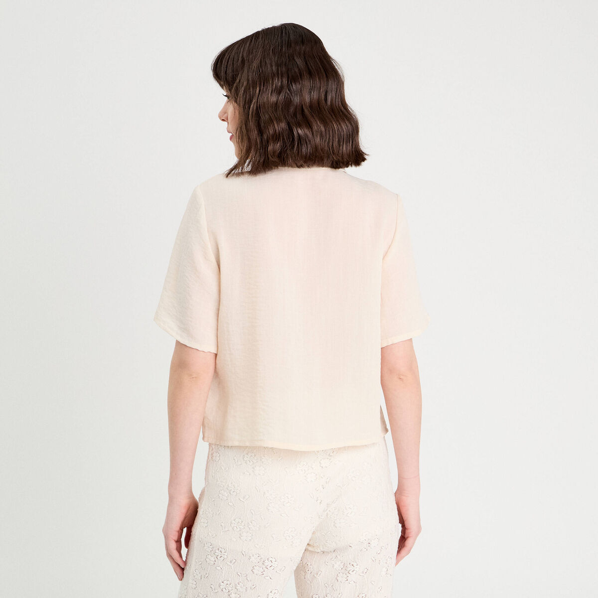 Chemise manches courtes ecru femme