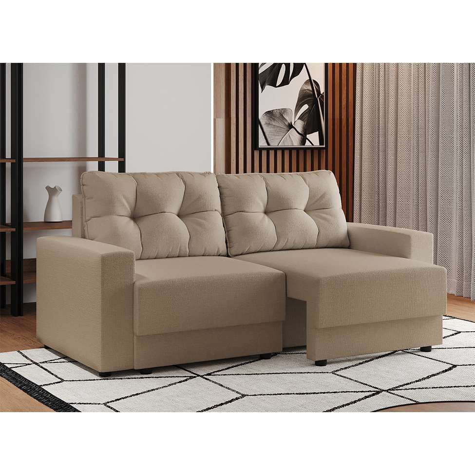 Sofá 3 Lugares Retrátil Lubeck Linho Bege em Promoção | Ofertas na Americanas