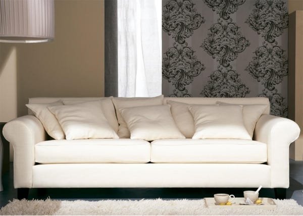 Sofá de 3 Lugares Revestimento Sarja Creme, 2,00m