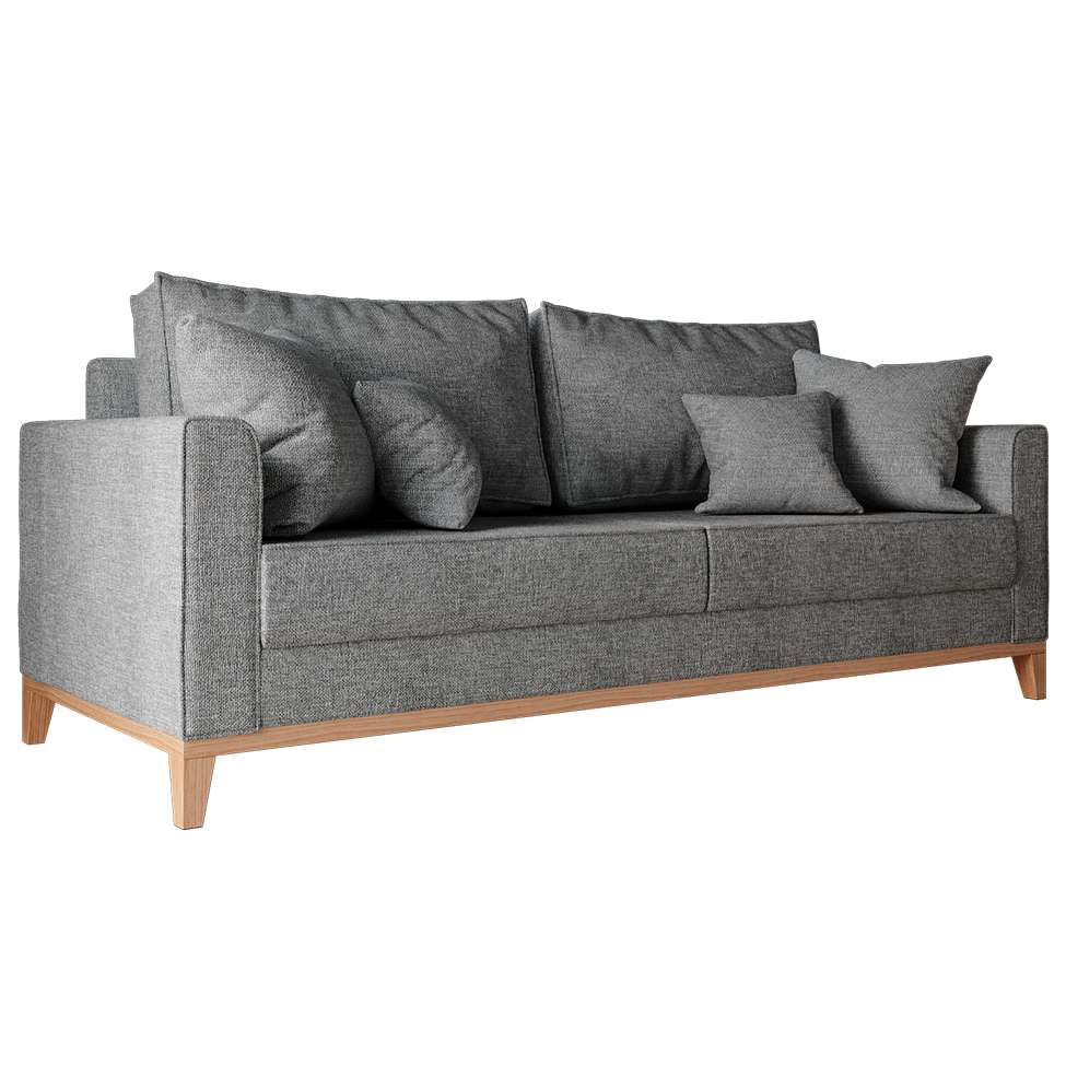 Sofá 3 Lugares Beny Base de Madeira Linho Cotton Grafite em Promoção | Ofertas na Americanas
