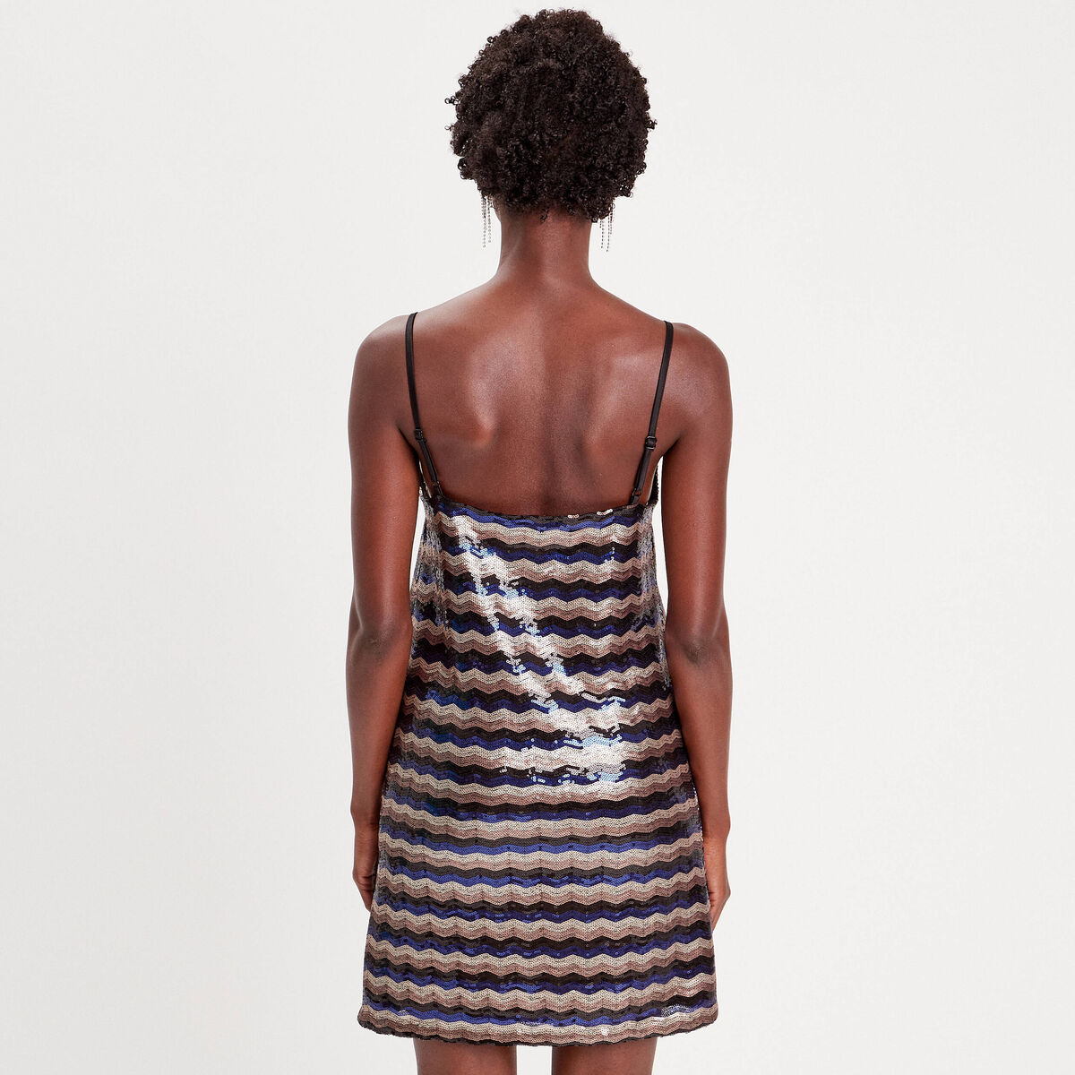 Robe moulante à sequins noir femme