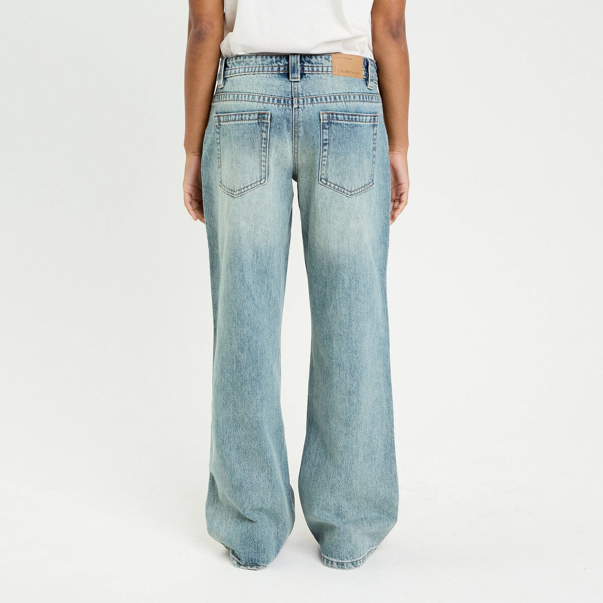 Jeans droit taille basse denim double stone femme