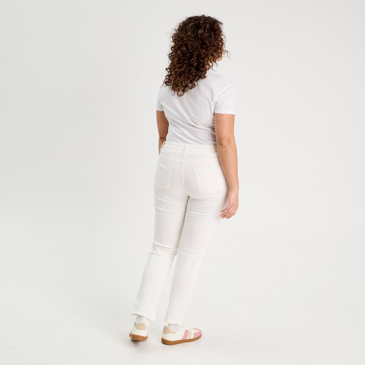 Jeans slim 5 poches blanc femme