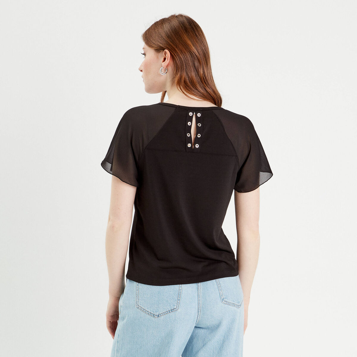 Blouse manches courtes noir femme