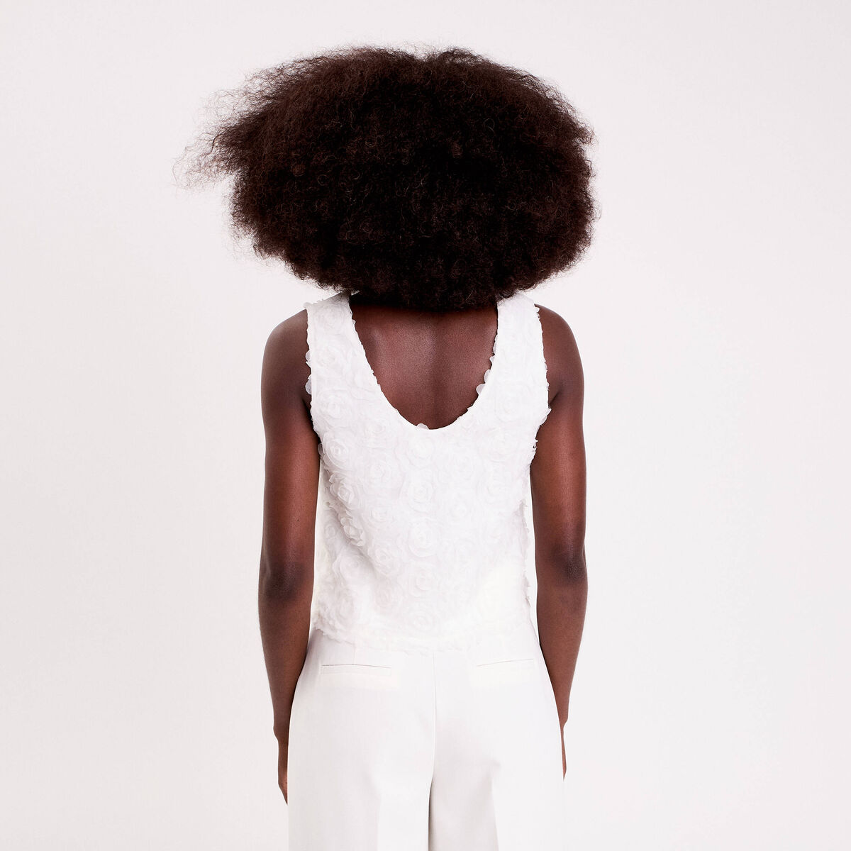 Débardeur à motifs en relief ecru femme