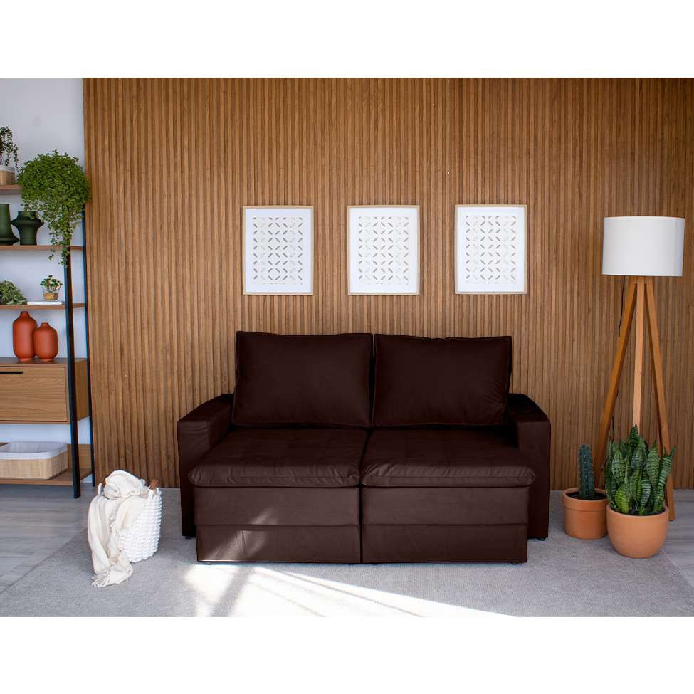Sofá 3 Lugares Retrátil Berna Suede Marrom 180 cm em Promoção | Ofertas na Americanas