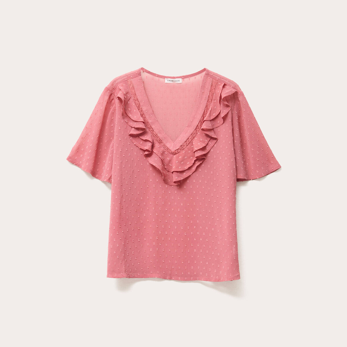 Blouse manches courtes vieux rose femme