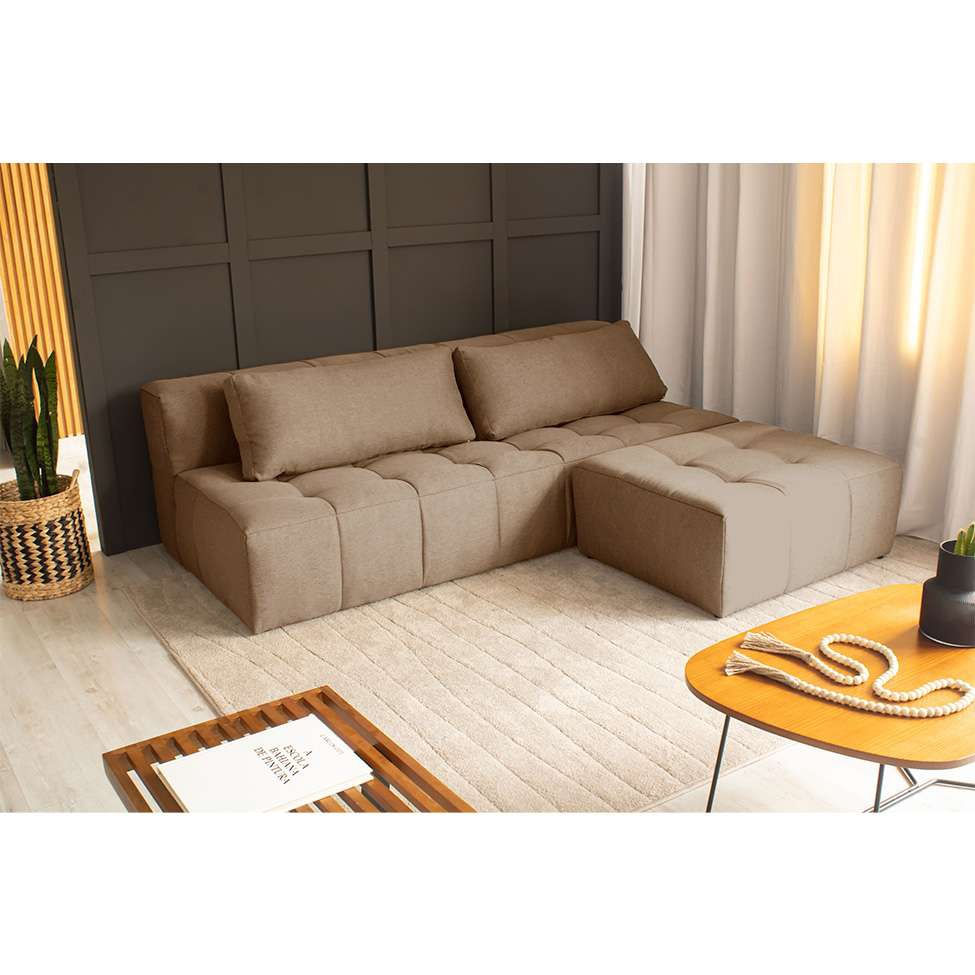 Sofá Modular 3 Lugares com Puff Soho Linho Bege em Promoção | Ofertas na Americanas