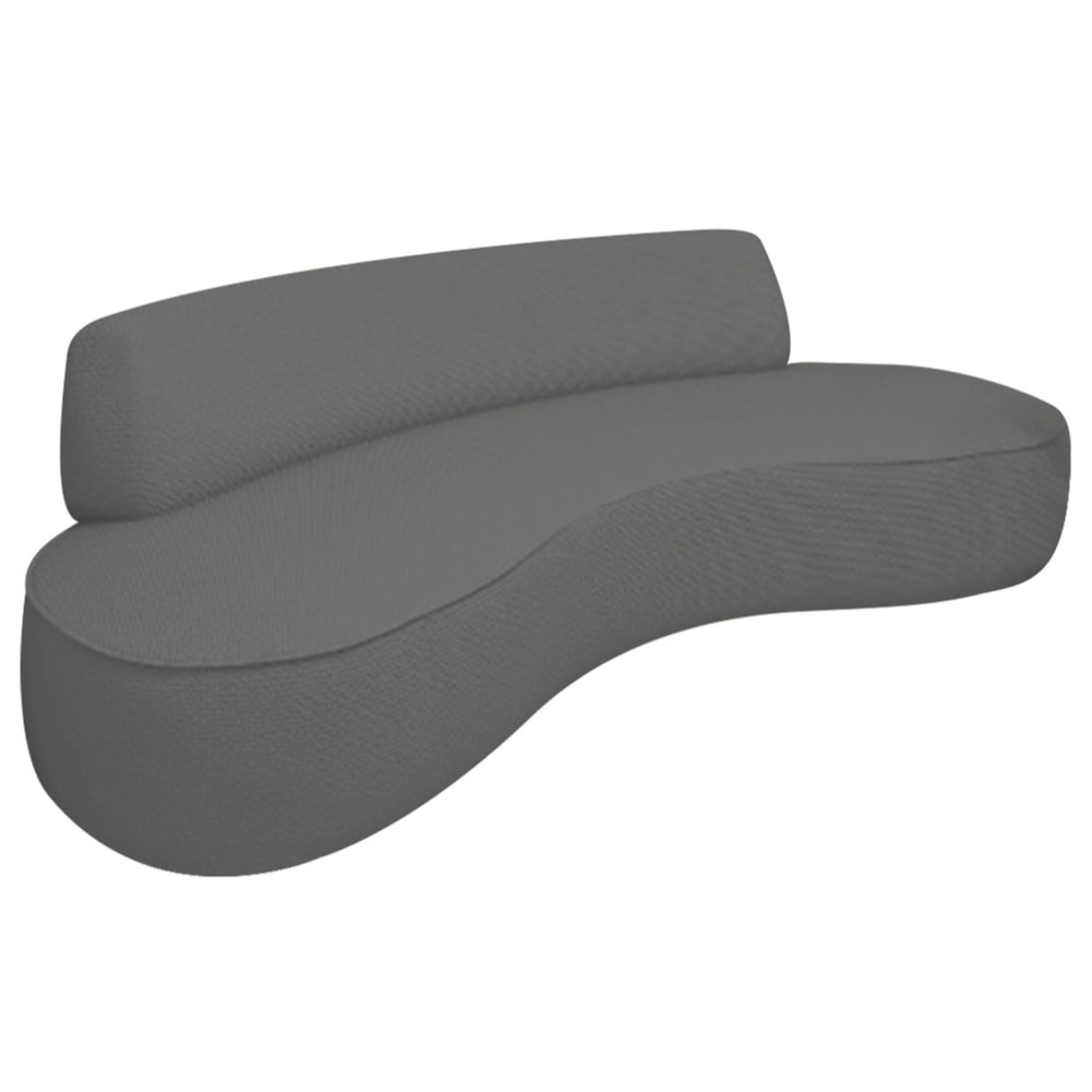 Sofá Curvo 2 Lugares Orgânico Escritório Recepção Sala Amsterdã 130cm Linho Cinza Escuro - Amarena M