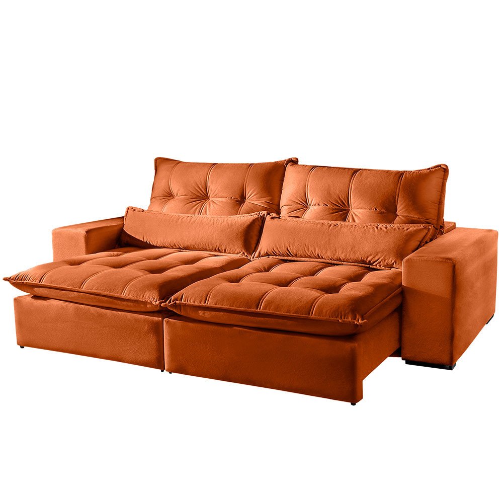 Sofá 3 Lugares Retrátil e Reclinável Máximo 2.30 Metros Veludo Móveis Mix