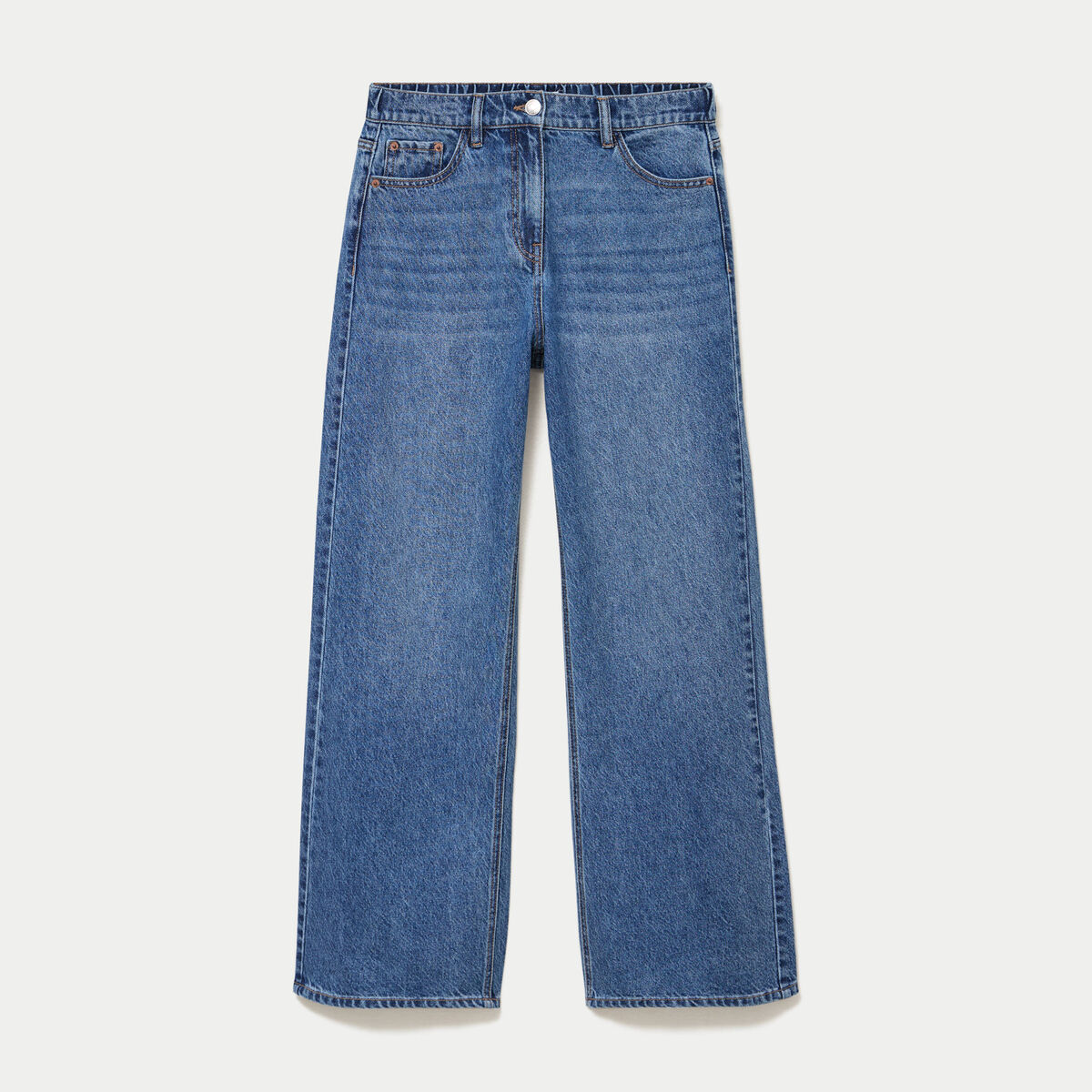 Jean wide leg taille standard denim stone femme