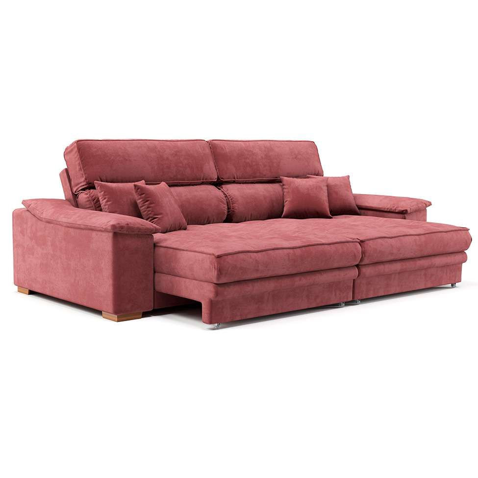 Sofá 3 Lugares Retrátil e Reclinável Pascal Veludo Telha em Promoção | Ofertas na Americanas