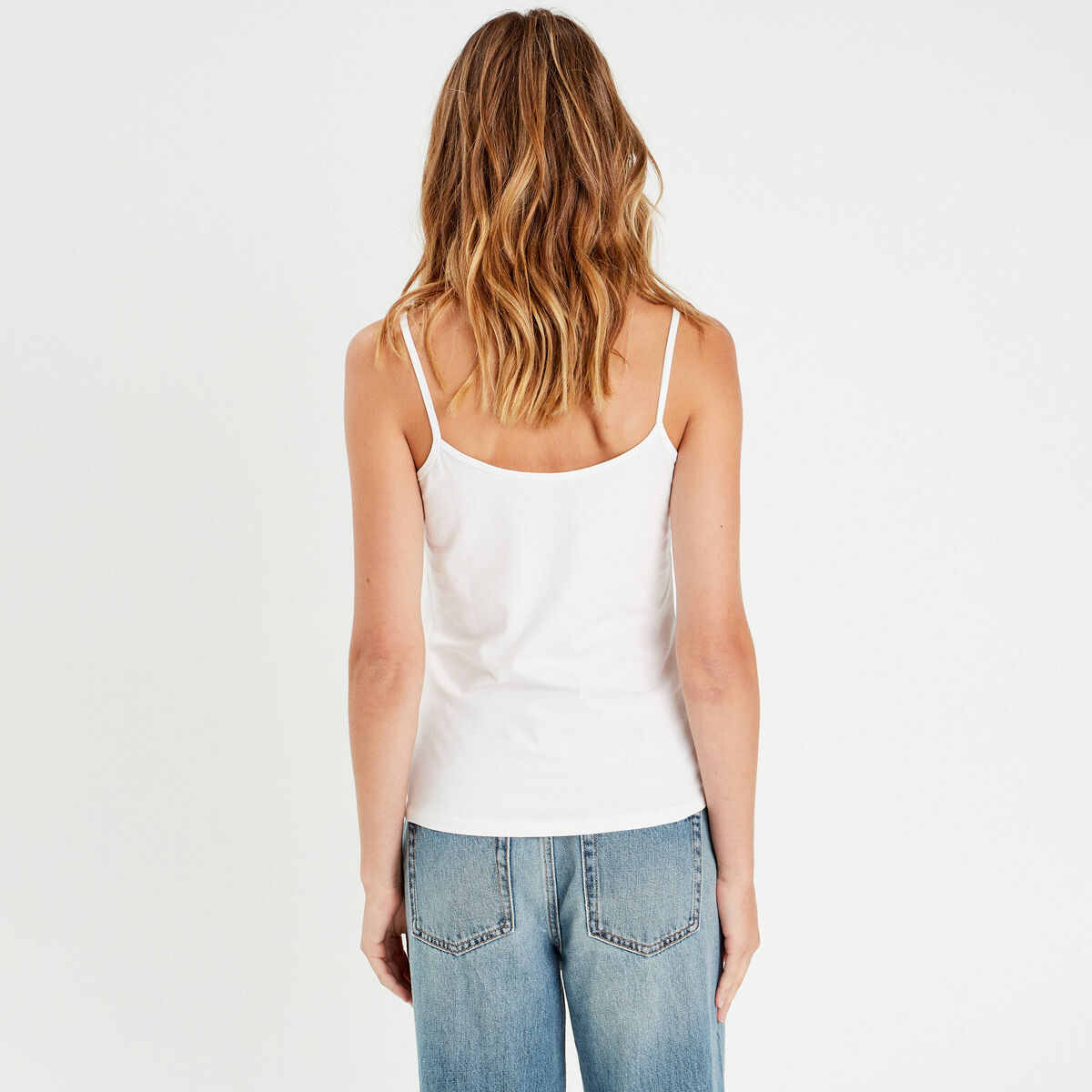 Débardeur bretelles fines blanc femme