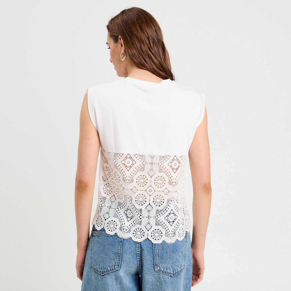 T-shirt sans manches blanc femme