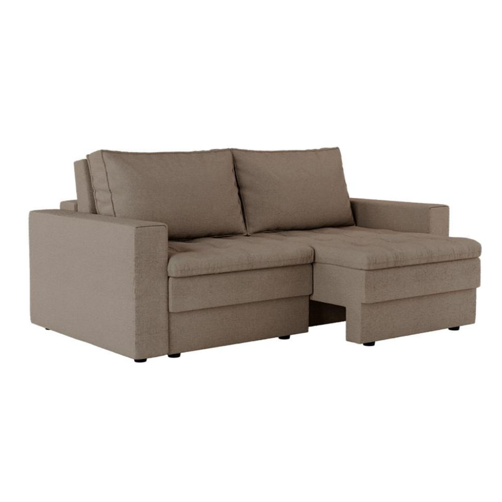 Sofá 3 Lugares Retrátil Berna Linho Bege 210 cm