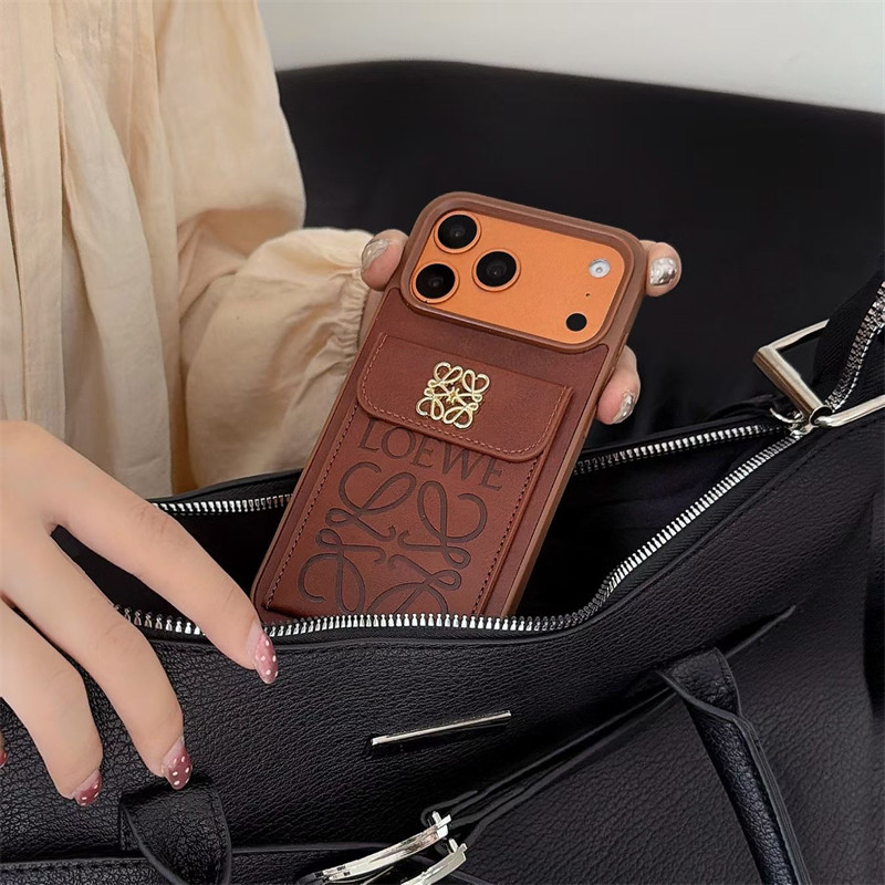 ロエベ アイフォン17/17プロ ケース ハイブランド iphone16/16pro ケース アナグラム loewe iphone15/15pro ケース iphone ケース カード ケース 付き iphone カバー ブランド