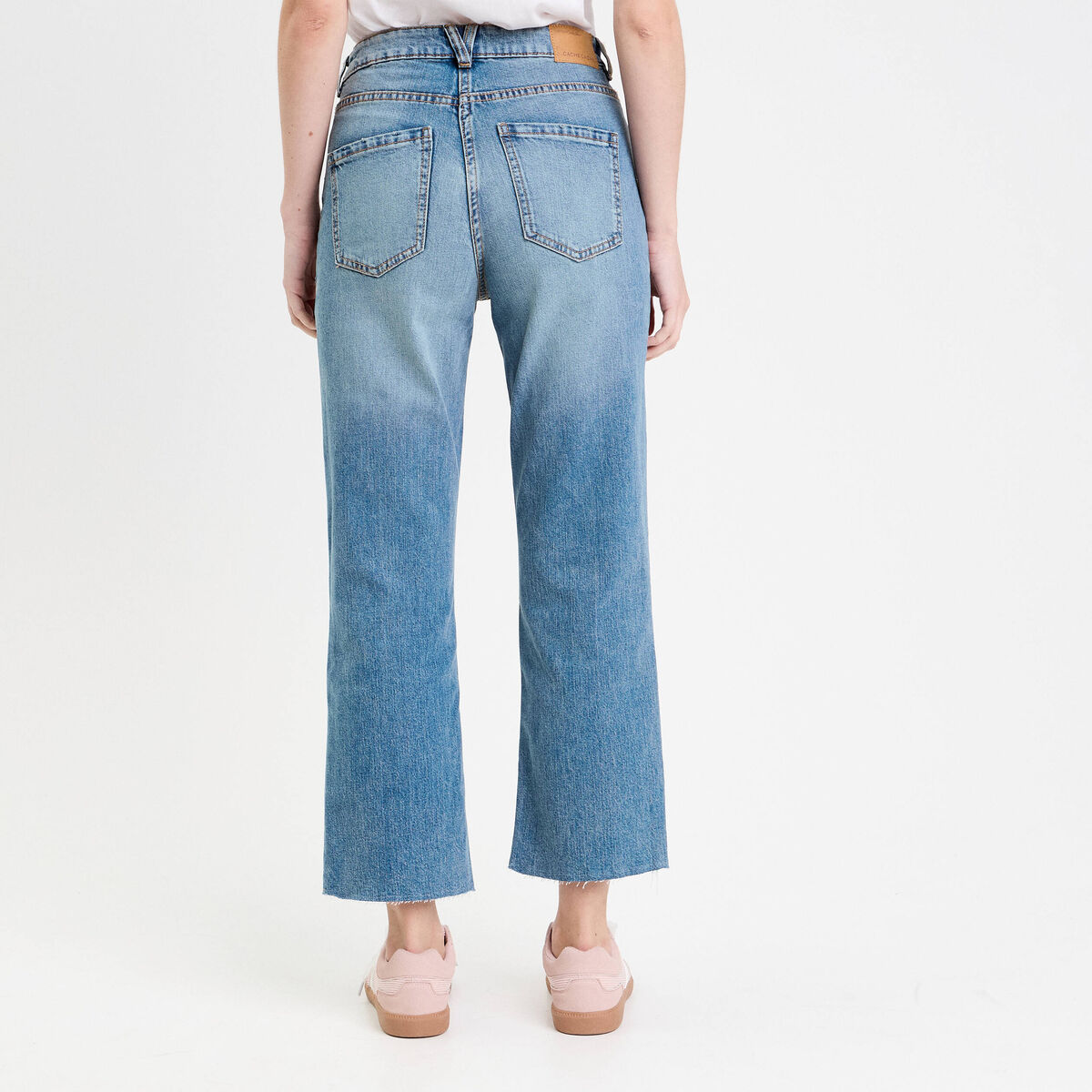 Jeans droit taille haute denim dirty femme