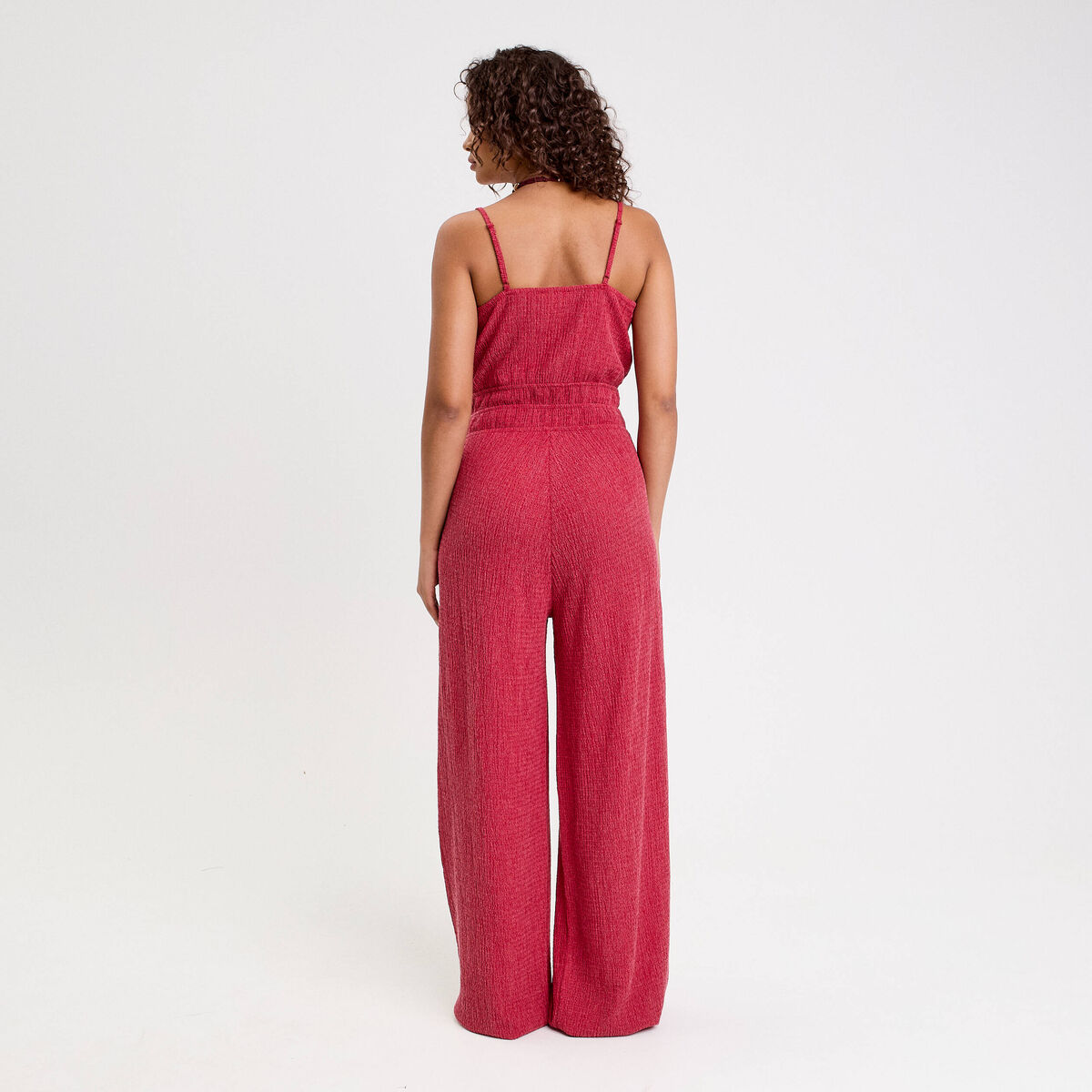 Combinaison large longue stretch rouge foncé femme