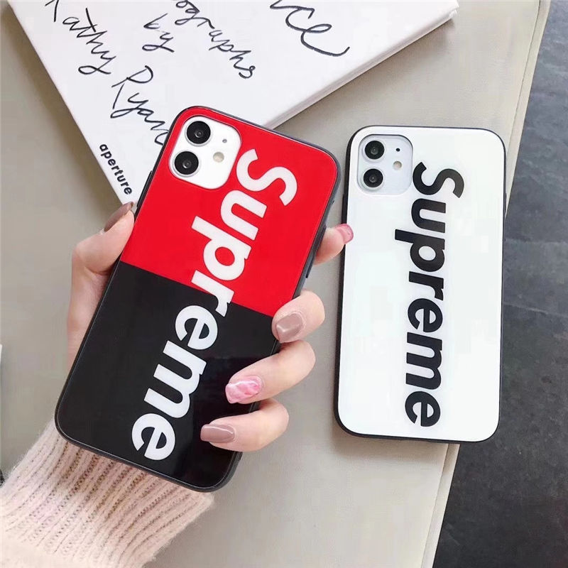 supreme コピー iphone15pro max/14proケース シンプル シュプリーム 携帯ケース iphone13/12 背面 ガラス アイフォン11/11プロ カバー ストリート系 iphonexs max ハードケース かっこいい iphonexr/x スマホカバー 激安