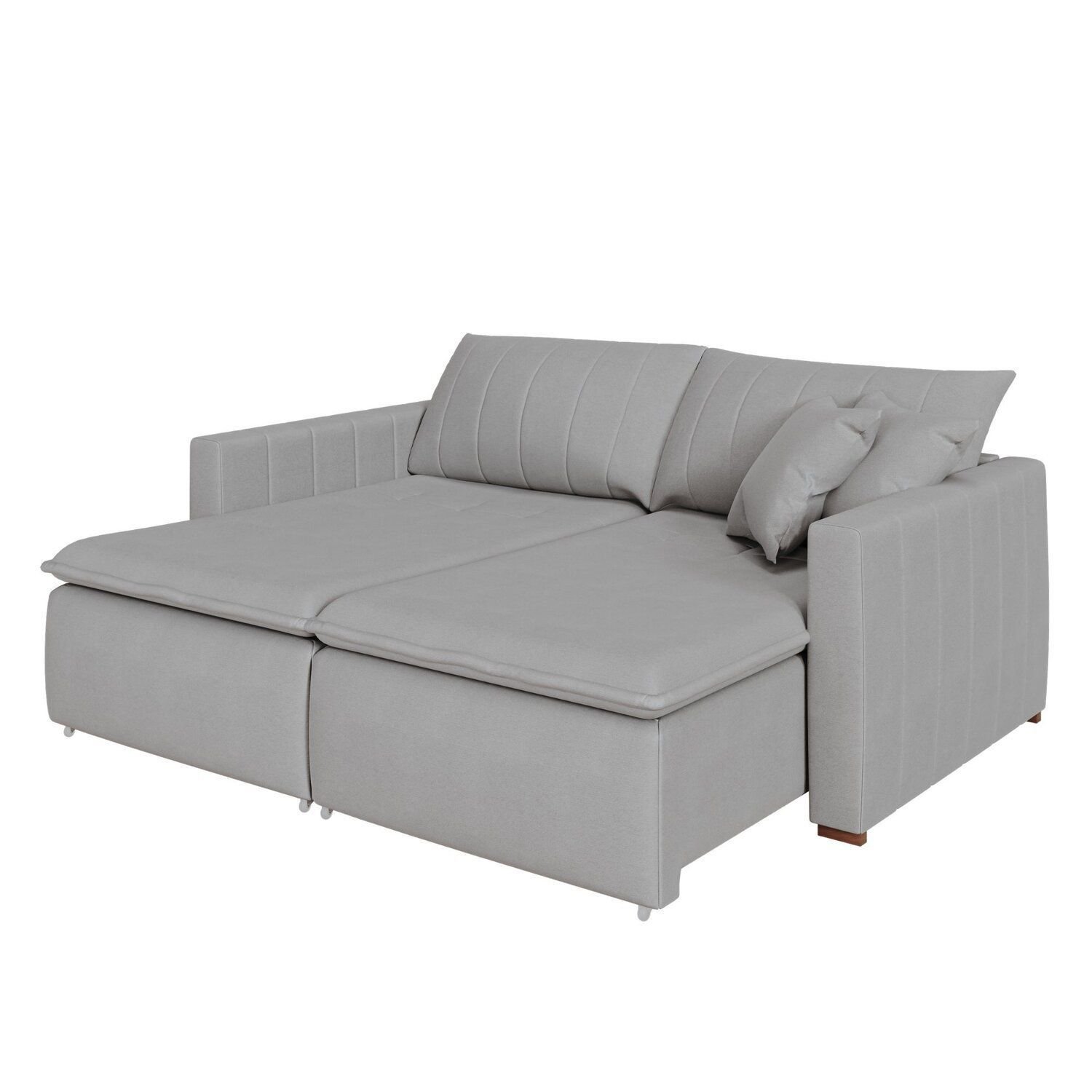 Sofá Cama Retrátil em Madeira Eucalipto e Linho 210cm Uruguai