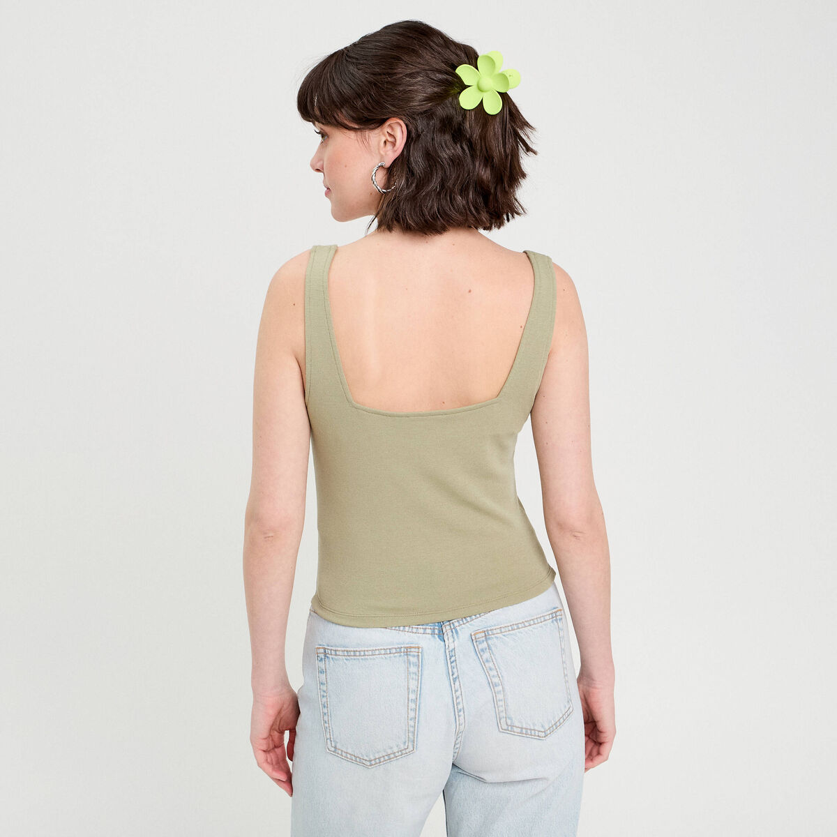 Bustier avec coques vert kaki femme