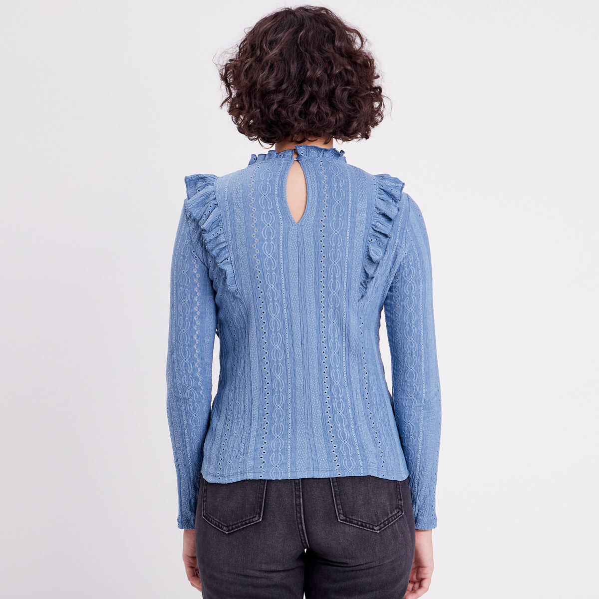Blouse manches longues bleu clair femme