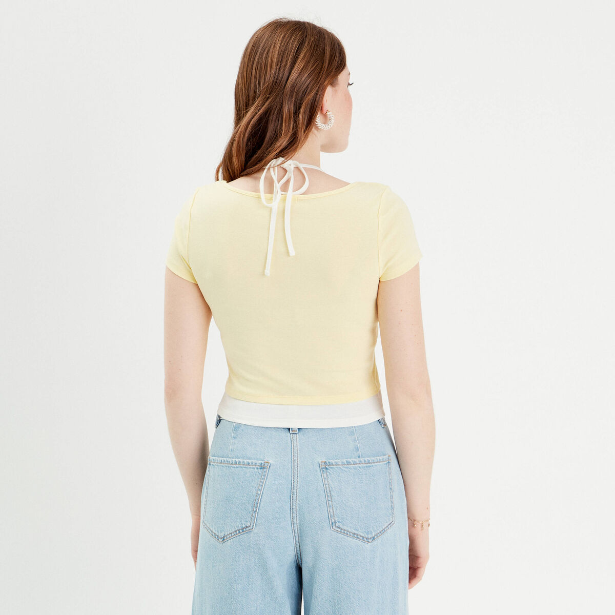 T-shirt 2-en-1 jaune pastel femme