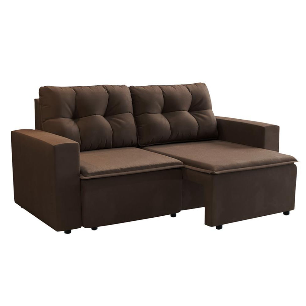 Sofá 3 Lugares Retrátil Amsterdã I Suede Marrom 180 cm
