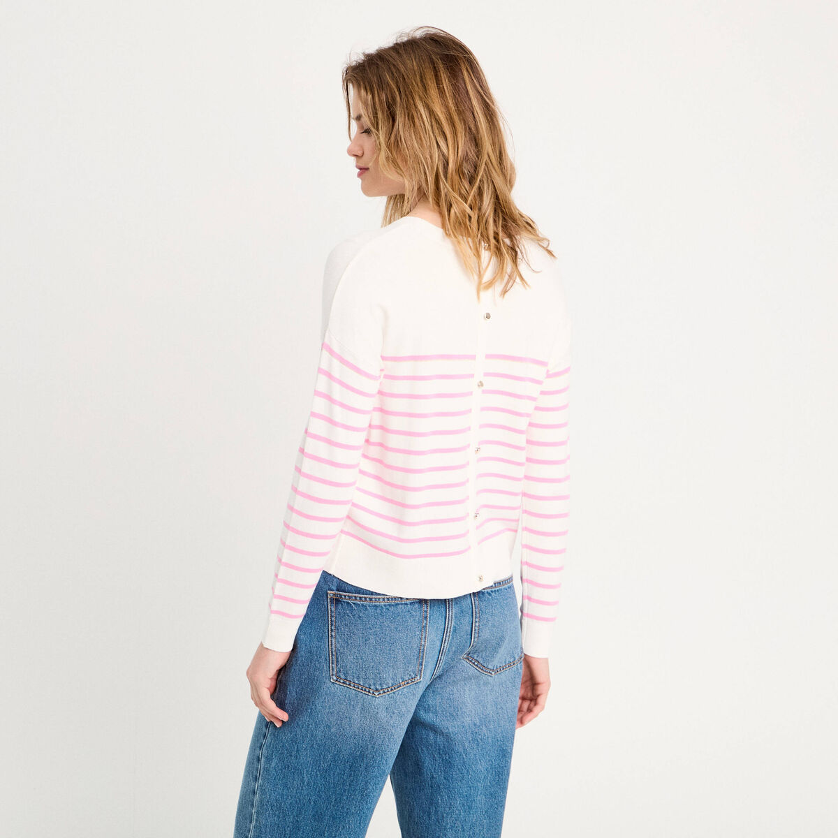 Pull manches longues rose fushia femme