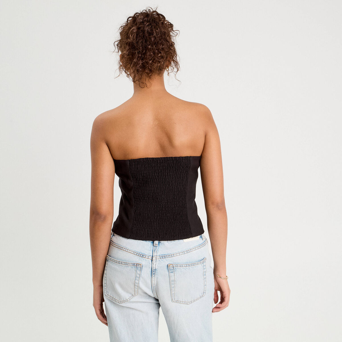 Bustier cintré boutons noir femme