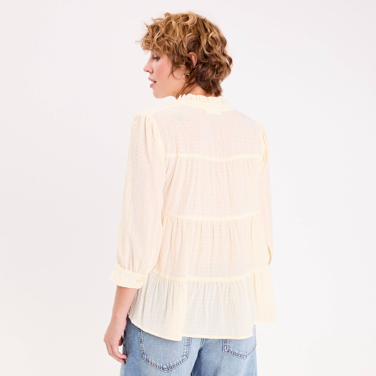 Blouse manches 3/4 jaune femme