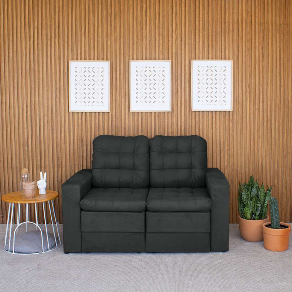 Sofá 2 Lugares Retrátil Lubeck Plush Suede Grafite 140 cm em Promoção | Ofertas na Americanas