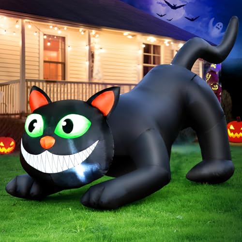 8 FT Halloween Inflatable Spider Outdoor Decorations for Yard, Giant Crawling Spider with LED Rotating Flame, Large Creepy Spider Props for Halloween Party Garden Lawn Patio Outside House Window Decor