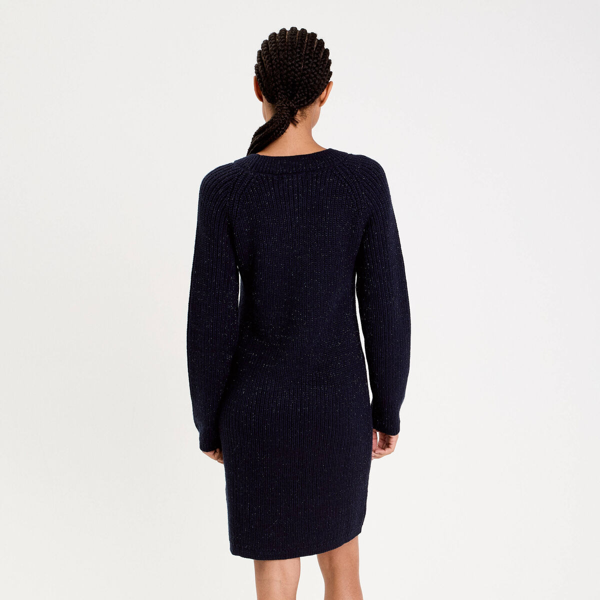 Robe pull détails de boutons bleu marine femme