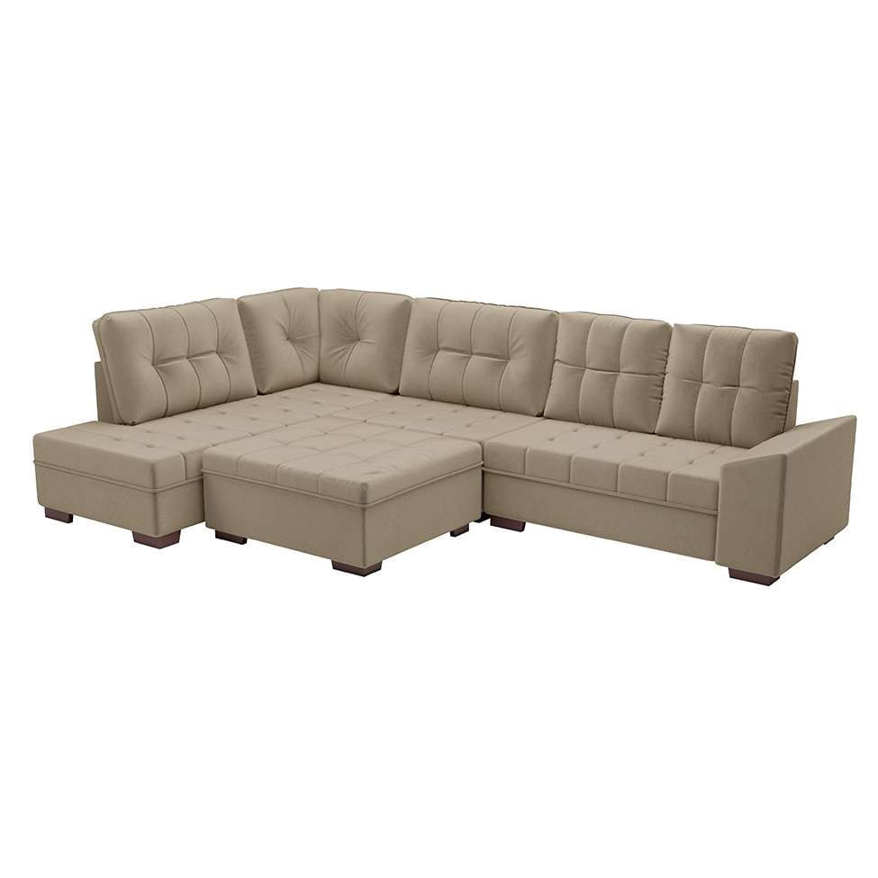 Sofá de Canto Leblon Veludo Capuccino em Promoção | Ofertas na Americanas