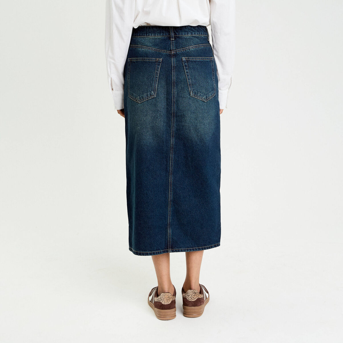 Jupe crayon taille standard bleu foncé femme