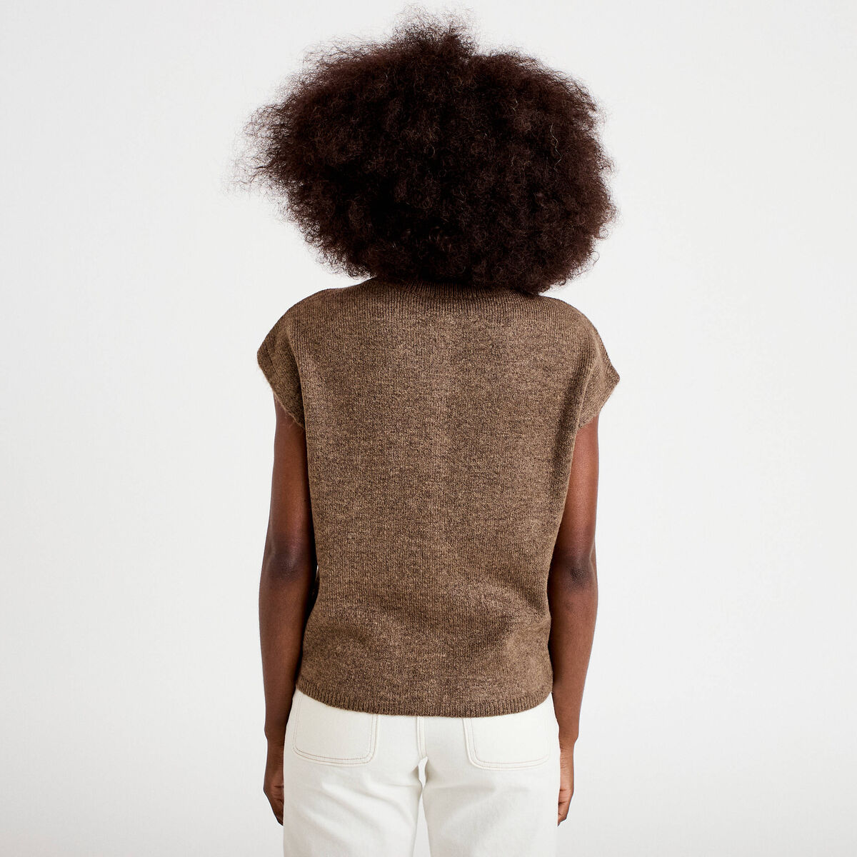 Gilet ample sans manches marron clair femme