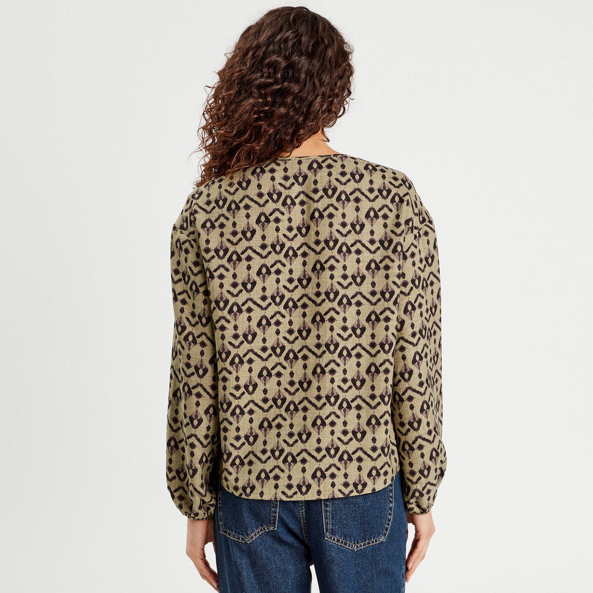 Blouse manches longues vert femme