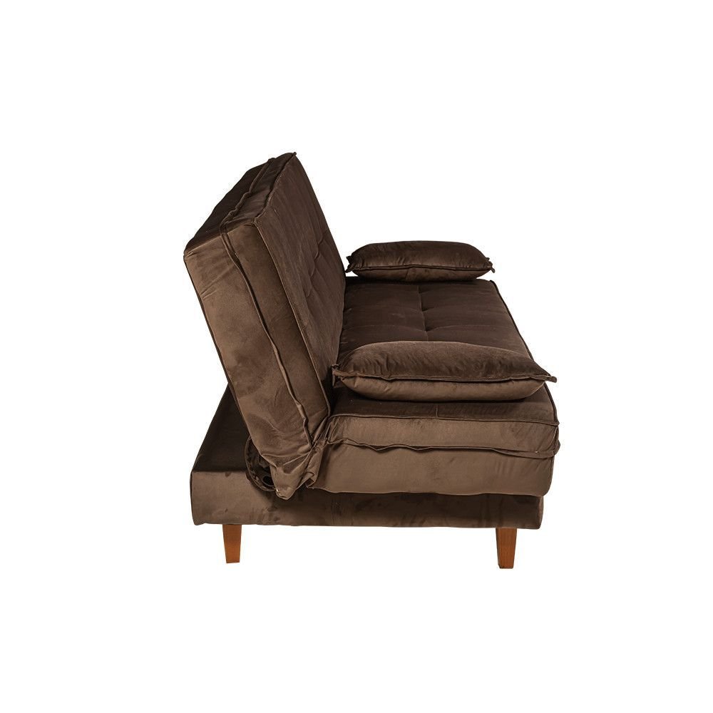 Sofá-cama Casal 3 Lugares Retrátil em Veludo Macio Espuma D26 Certificada Inmetro para Sala de Estar