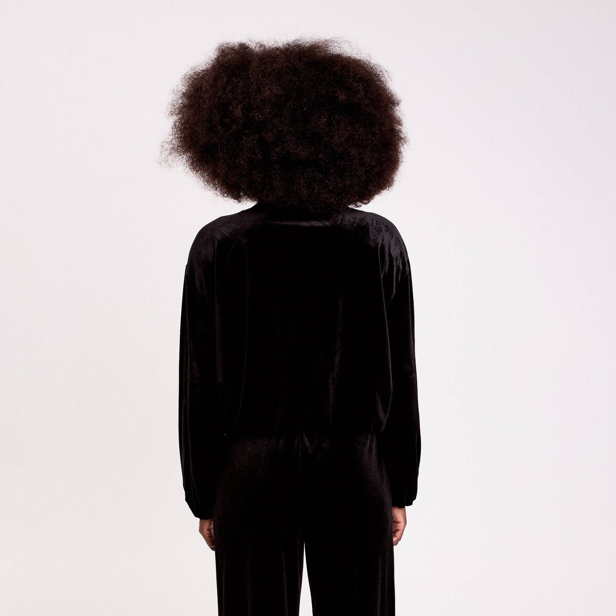 Veste teddy velours noir femme