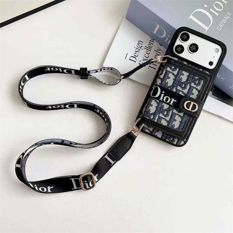 dior スマホ ショルダー iphone17/17pro ケース ディオール カード 入れ 付き iphone16/16promax ケース ブランド iphoneケース 斜めがけ iphone15/15プロケース ハイブランド コピー