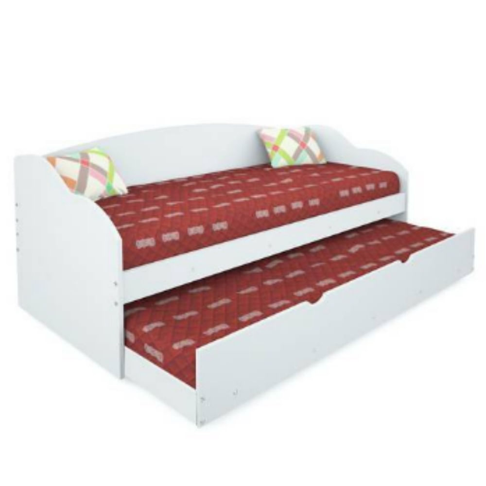 Sofa cama solteiro c/ auxiliar funny branco conquista em Promoção | Ofertas na Americanas